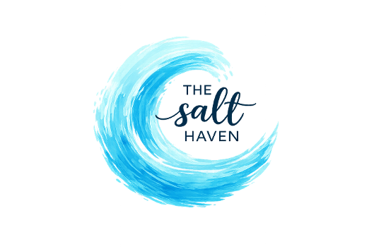 The Salt Haven logo, a watercolor ocean wave around the name